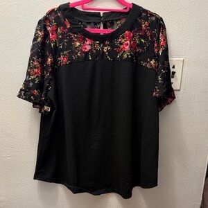 SHEIN Black Floral Blouse